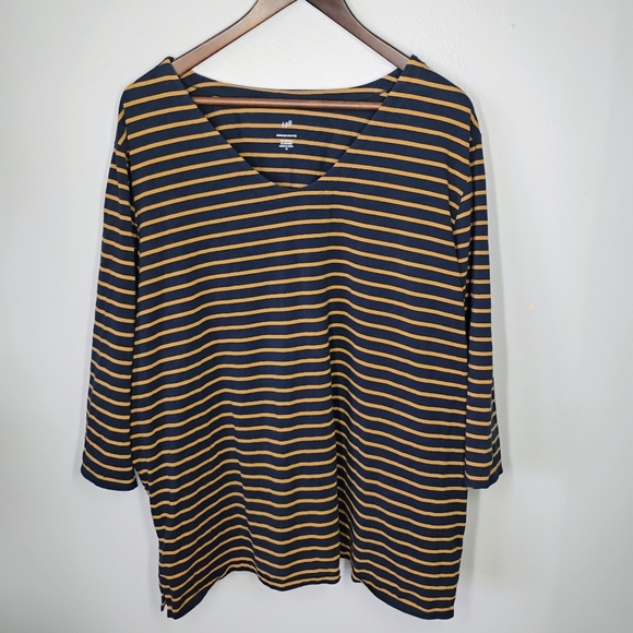 J Jill Forward Seam Tee Womens Plus 3X Navy Blue Striped Nautical Casual Comfy - Picture 1 of 11
